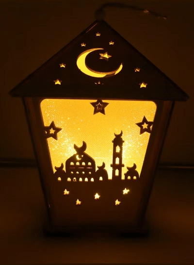 Yuwell 3 Pcs Wooden Ramadan Lantern Ramadan Mubarak Decoration Light Eid Decoration Lantern Lamp For Indoor And Outdoor Use Decoration Ramadan Light 18X13CM-5