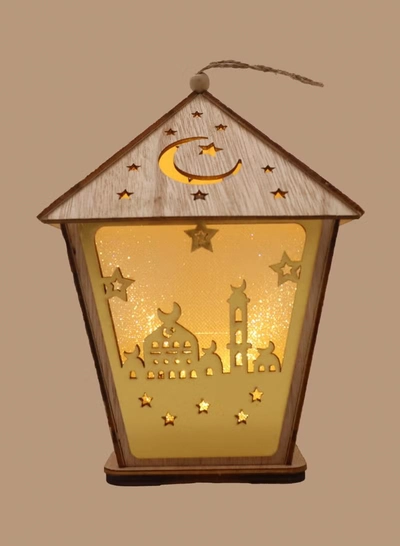Yuwell 3 Pcs Wooden Ramadan Lantern Ramadan Mubarak Decoration Light Eid Decoration Lantern Lamp For Indoor And Outdoor Use Decoration Ramadan Light 18X13CM-8