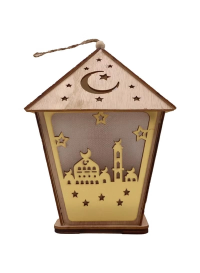 Yuwell 3 Pcs Wooden Ramadan Lantern Ramadan Mubarak Decoration Light Eid Decoration Lantern Lamp For Indoor And Outdoor Use Decoration Ramadan Light 18X13CM-2