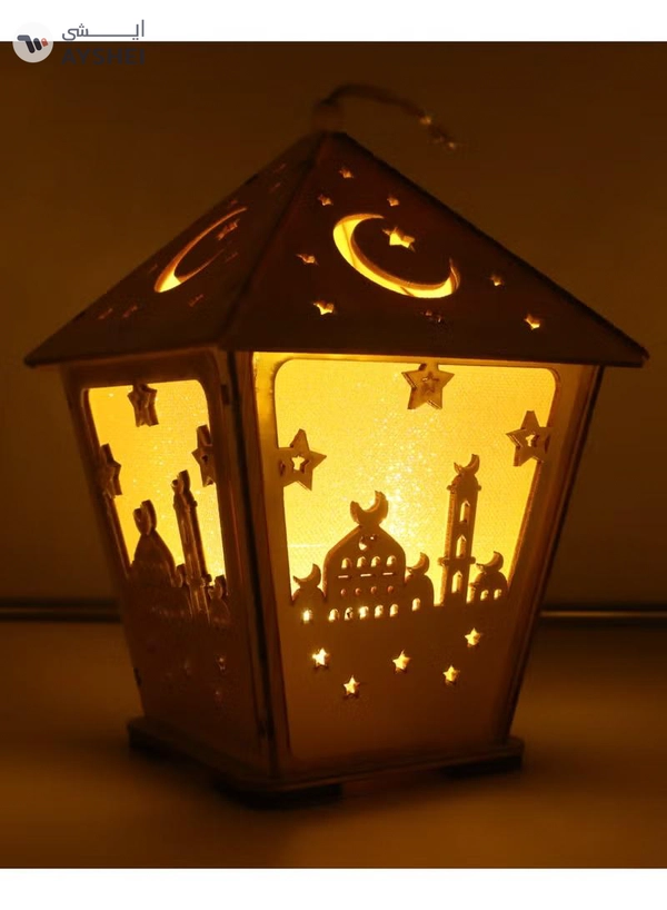 Yuwell 3 Pcs Wooden Ramadan Lantern Ramadan Mubarak Decoration Light Eid Decoration Lantern Lamp For Indoor And Outdoor Use Decoration Ramadan Light 18X13CM