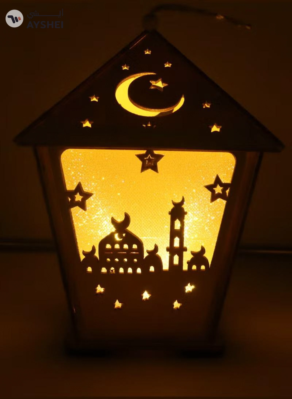 Yuwell 3 Pcs Wooden Ramadan Lantern Ramadan Mubarak Decoration Light Eid Decoration Lantern Lamp For Indoor And Outdoor Use Decoration Ramadan Light 18X13CM-5-5