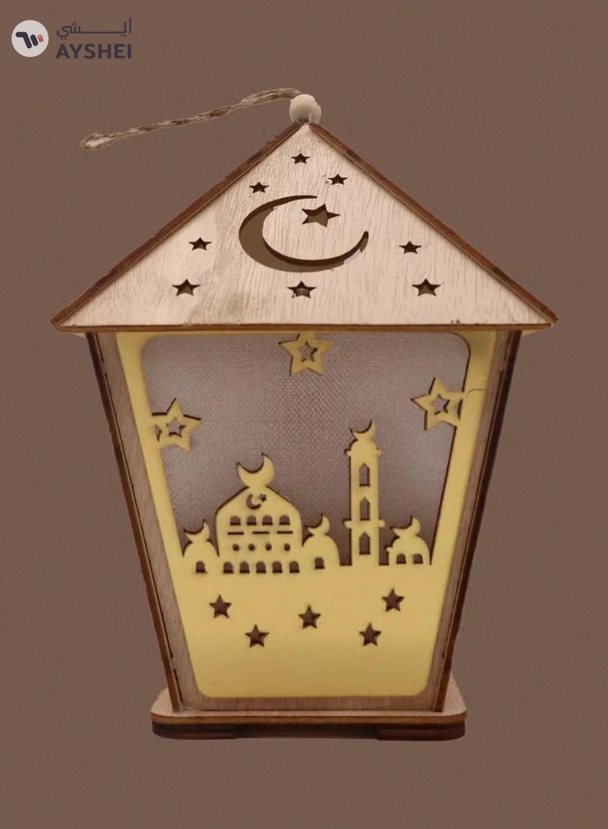 Yuwell 3 Pcs Wooden Ramadan Lantern Ramadan Mubarak Decoration Light Eid Decoration Lantern Lamp For Indoor And Outdoor Use Decoration Ramadan Light 18X13CM-3-3