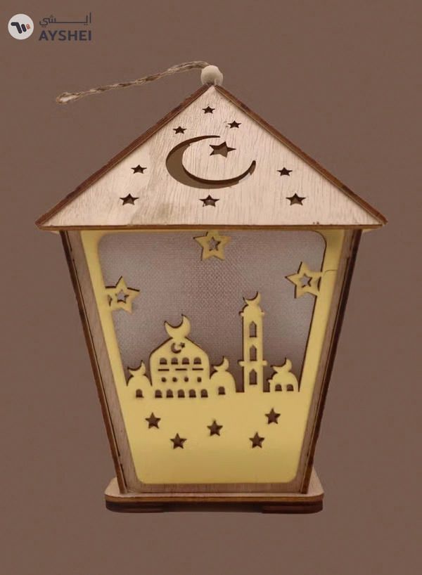 Yuwell 3 Pcs Wooden Ramadan Lantern Ramadan Mubarak Decoration Light Eid Decoration Lantern Lamp For Indoor And Outdoor Use Decoration Ramadan Light 18X13CM