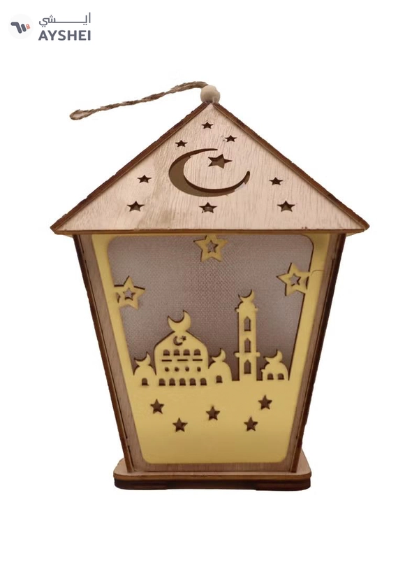 Yuwell 3 Pcs Wooden Ramadan Lantern Ramadan Mubarak Decoration Light Eid Decoration Lantern Lamp For Indoor And Outdoor Use Decoration Ramadan Light 18X13CM