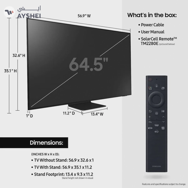  Renewed - Samsung 65" QN90B Neo QLED 4K HDR Smart TV 65QN90B
