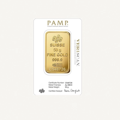 PAMP Swiss Made 24K(999.9) Pamp 50g Gold Bar-1