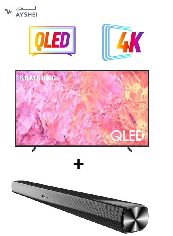 Samsung 85 Inch QLED 4K Smart TV 2023 QA85Q60CAUXZN + 2.0CH Soundbar Plus Bluetooth, Usb, Fm Radio With 600W PMPO 85Q60C+THN322B Titan Gray