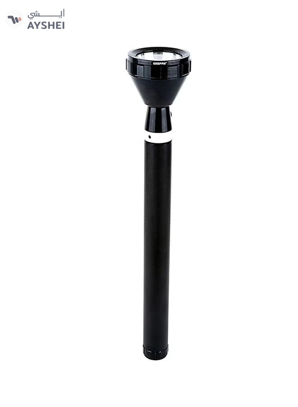 GEEPAS 470mm Hyper Bright Cool White Rechargeable LED Flashlight with Charging Adaptor 7000mAh NI-CD Battery Black Black 47cm