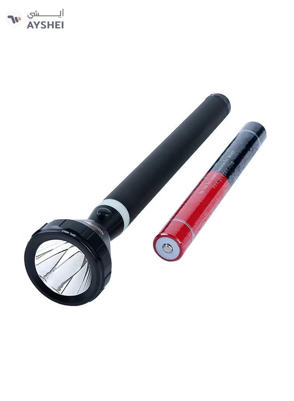 GEEPAS 470mm Hyper Bright Cool White Rechargeable LED Flashlight with Charging Adaptor 7000mAh NI-CD Battery Black Black 47cm