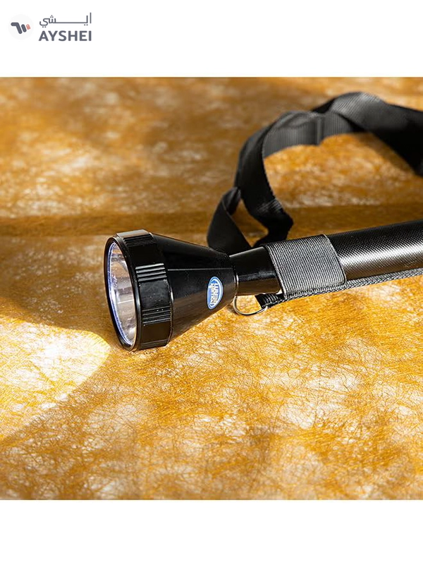 GEEPAS 470mm Hyper Bright Cool White Rechargeable LED Flashlight with Charging Adaptor 7000mAh NI-CD Battery Black Black 47cm