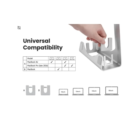 NAVODESK Aluminium Vertical Laptop Stand and Riser Silver-2