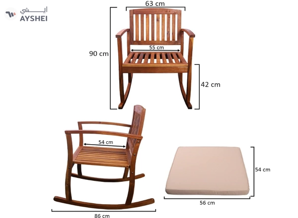 Yatai Decor Rocking Chair Modern Wooden Rocking Chair with Seating Cushions