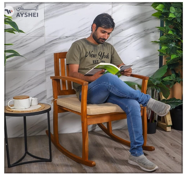 Yatai Decor Rocking Chair Modern Wooden Rocking Chair with Seating Cushions