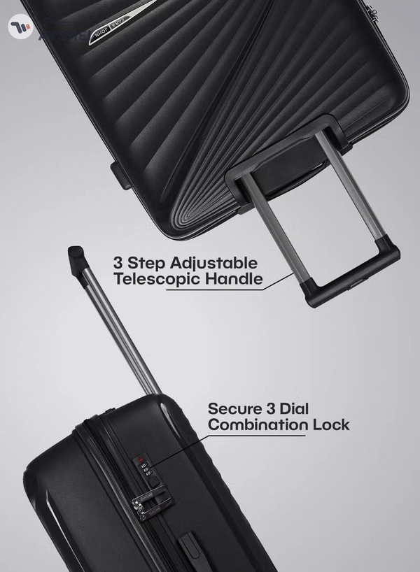 PARAJOHN 3 Piece Polypropylene Hardside Spinner Luggage Trolley Set 20/24/28 Black