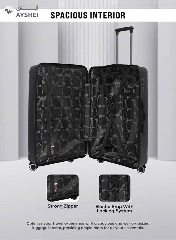 PARAJOHN 3 Piece Polypropylene Hardside Spinner Luggage Trolley Set 20/24/28 Black