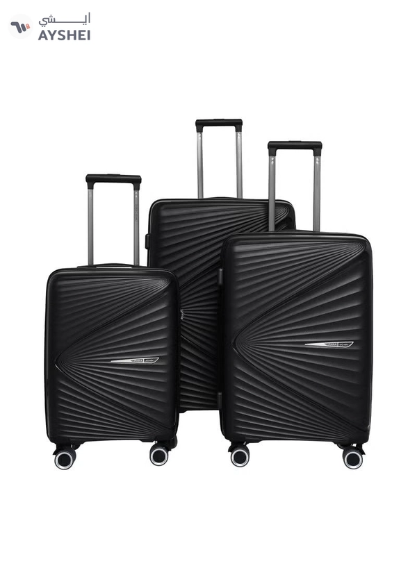 PARAJOHN 3 Piece Polypropylene Hardside Spinner Luggage Trolley Set 20/24/28 Black