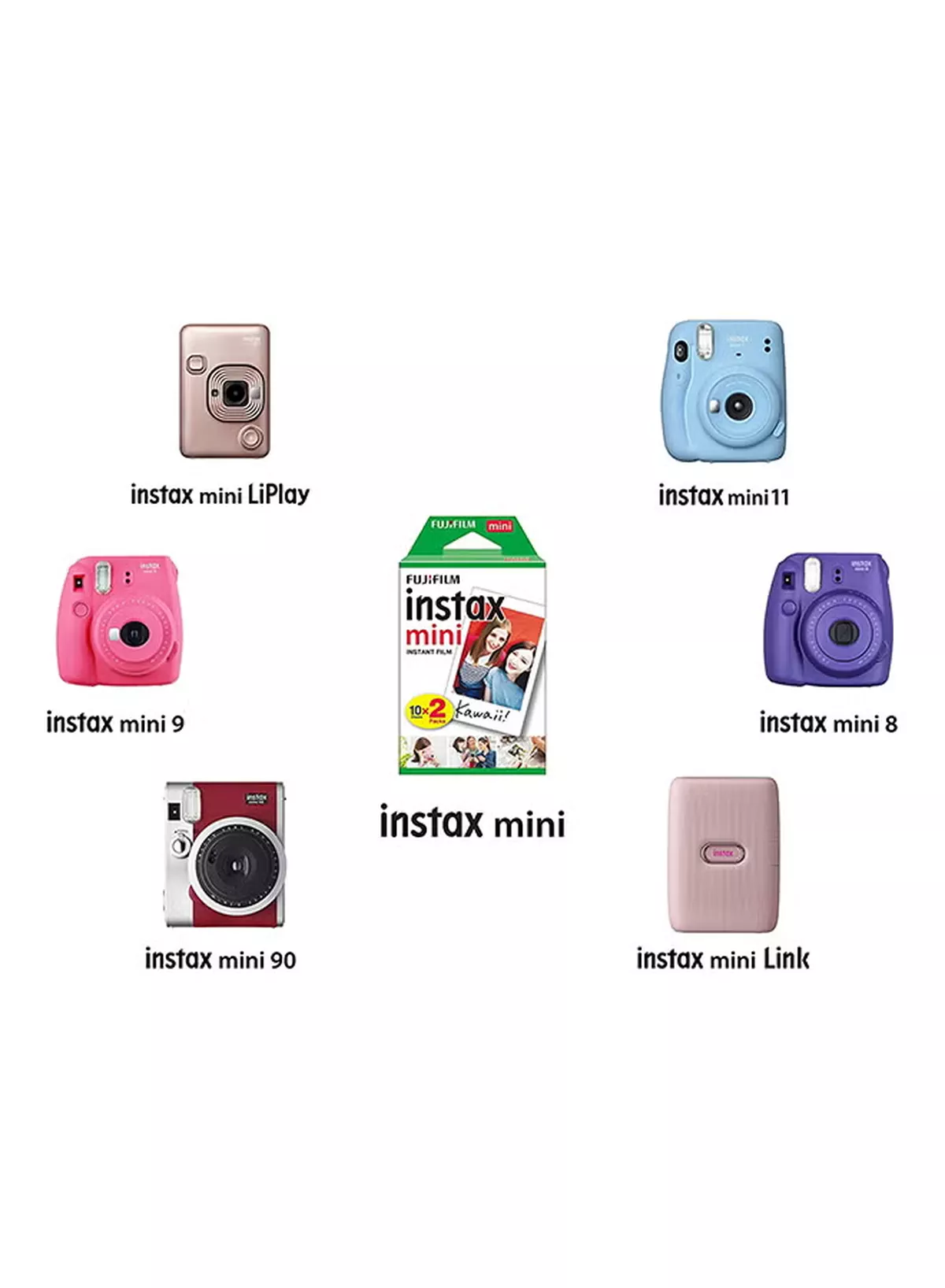 FUJIFILM Instax Mini Instant Film Pack Of 5 x 10 Sheets White-2-2
