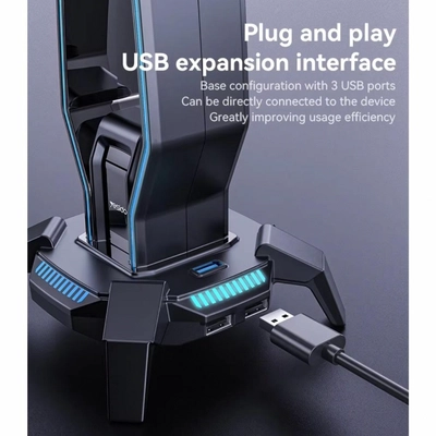 HB25 3.5MM Expansion interface HUB Function Seven Colorful RGB Muiti Functionel Headphone Holder-3