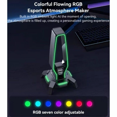 HB25 3.5MM Expansion interface HUB Function Seven Colorful RGB Muiti Functionel Headphone Holder-6