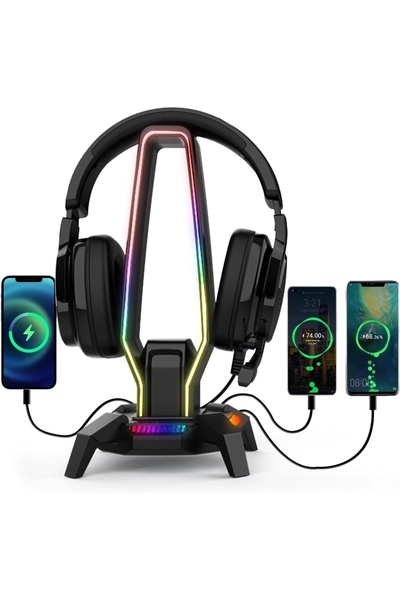 HB25 3.5MM Expansion interface HUB Function Seven Colorful RGB Muiti Functionel Headphone Holder-0