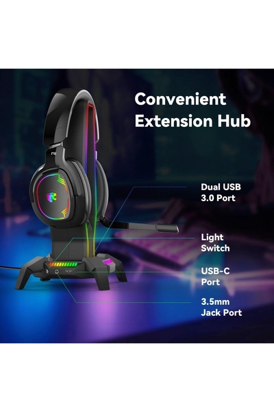 HB25 3.5MM Expansion interface HUB Function Seven Colorful RGB Muiti Functionel Headphone Holder-8