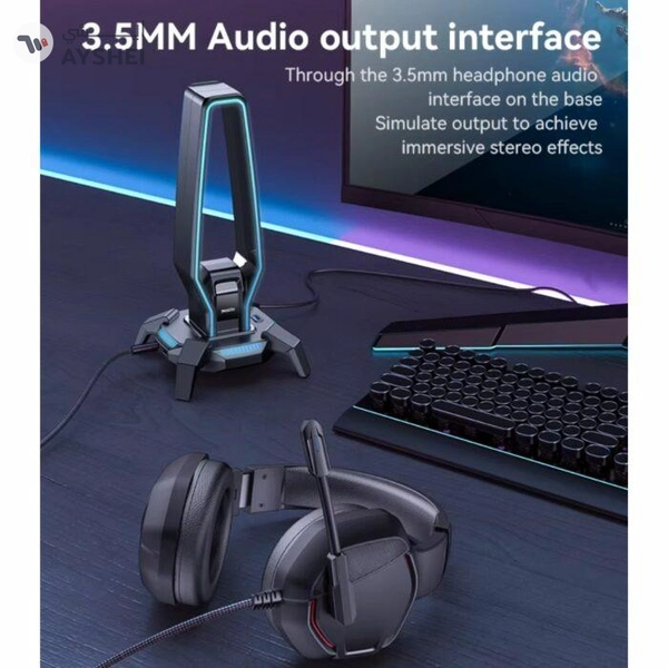 HB25 3.5MM Expansion interface HUB Function Seven Colorful RGB Muiti Functionel Headphone Holder