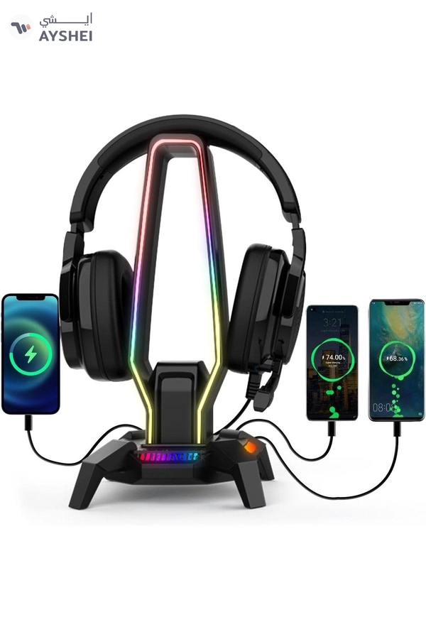 HB25 3.5MM Expansion interface HUB Function Seven Colorful RGB Muiti Functionel Headphone Holder
