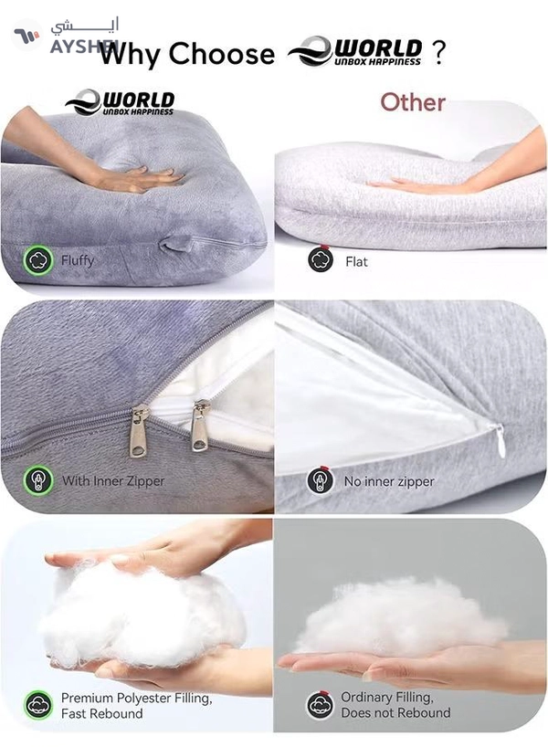 Eworld U-shaped Full Body Pregnancy Pillow, Support for Sleeping Comfort