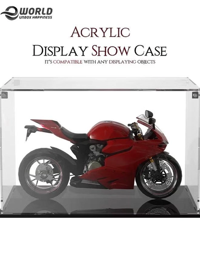 Eworld Acrylic Display Case for Collectibles Self Assembly Box with Black Base -0