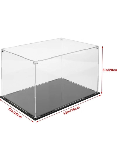 Eworld Acrylic Display Case for Collectibles Self Assembly Box with Black Base -1
