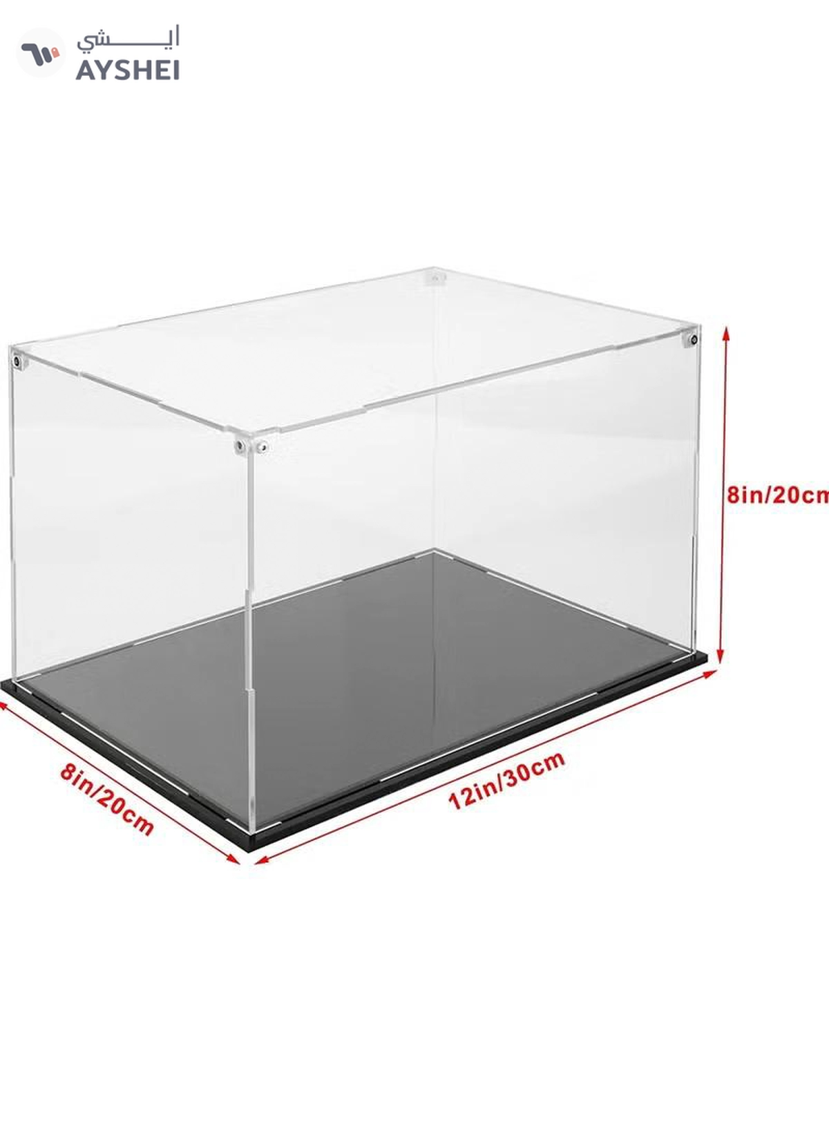 Eworld Acrylic Display Case for Collectibles Self Assembly Box with Black Base -1-1
