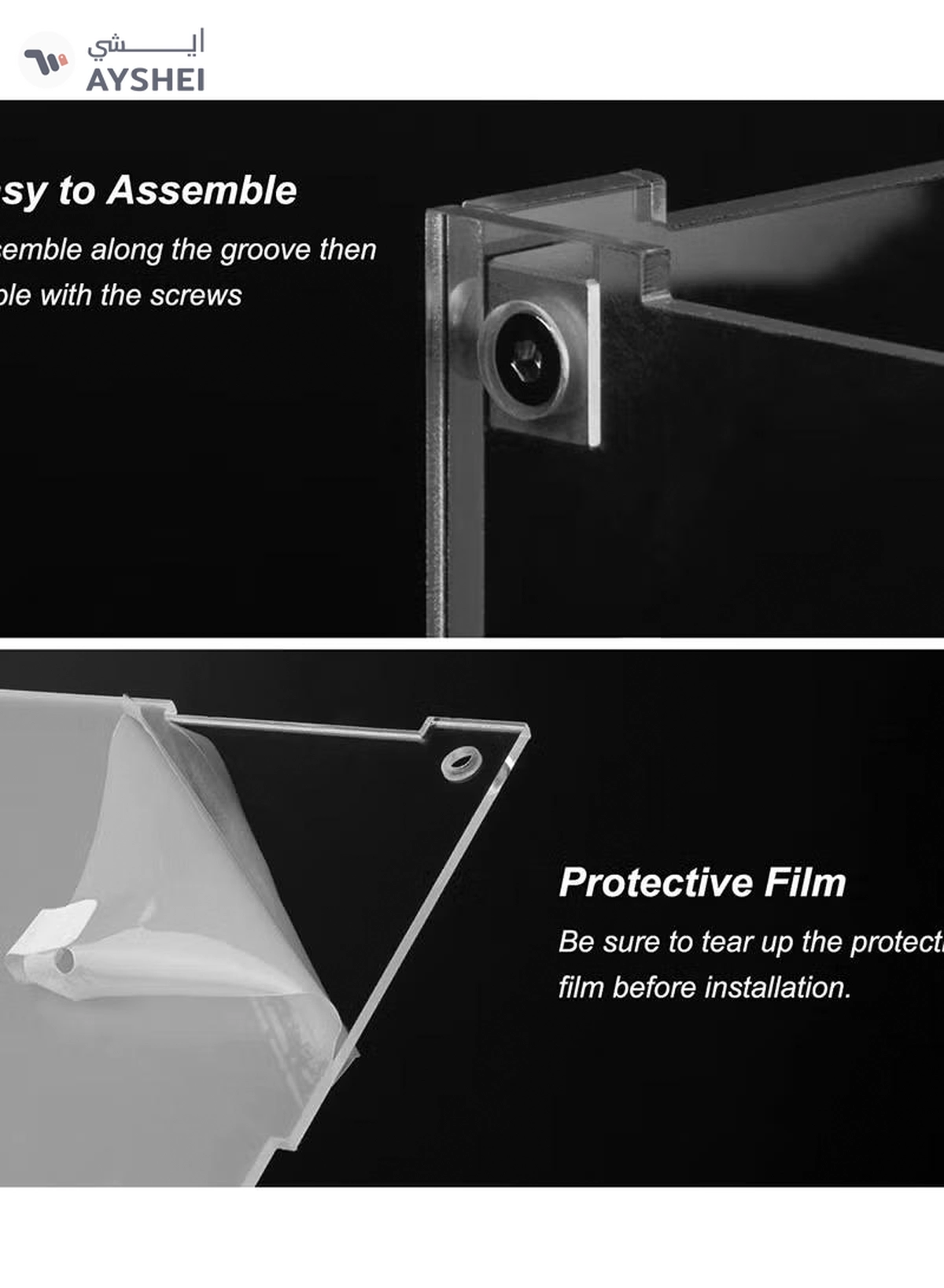 Eworld Acrylic Display Case for Collectibles Self Assembly Box with Black Base -3-3