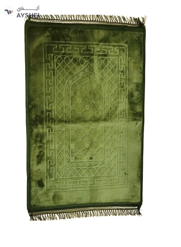 Yuwell Embossed Prayer Mat Anti-Slip Velvet Top Islamic Prayer Mat Sajadah Prayer Rug Salah Mat For Men And Women Eid Gift And Ramadan Gift 70X110CM Green