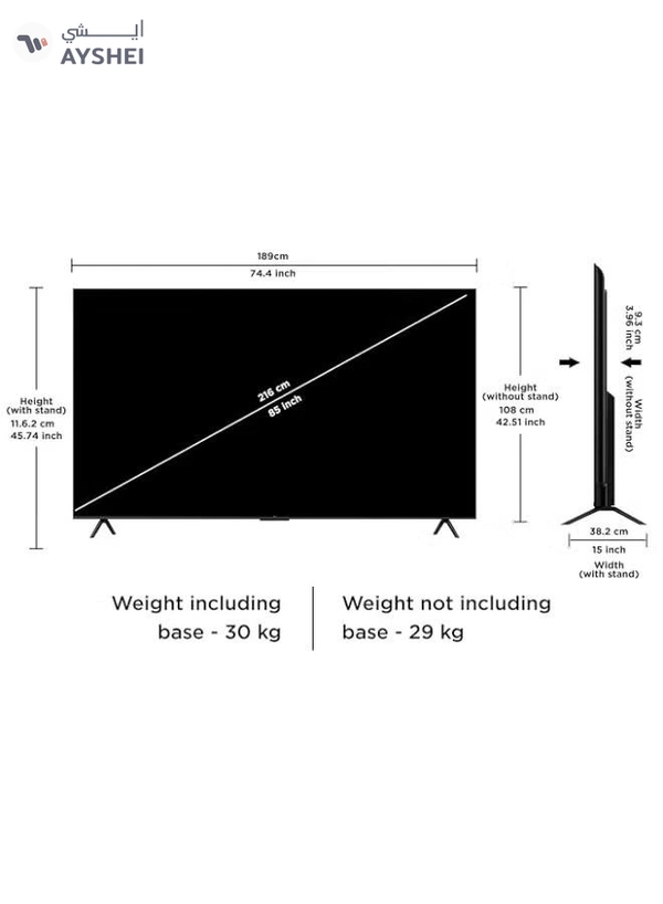 85 Inch 4K UHD HDR10+ Google TV 85P745 Brushed Titanium