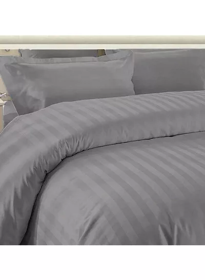 6-Piece Premium King Size Bedding Set, Grey Striped Design and High Quality Microfiber Hotel Luxury Bedsheet Soft Quilt Cover and Pillowcases-4