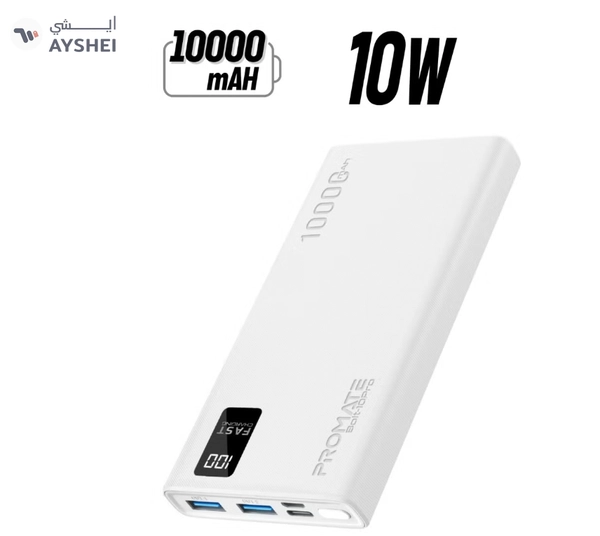 PROMATE 10000 mAh Universal Ultra-Slim iPhone 16 Power Bank, Portable Charger, 10W USB-C 