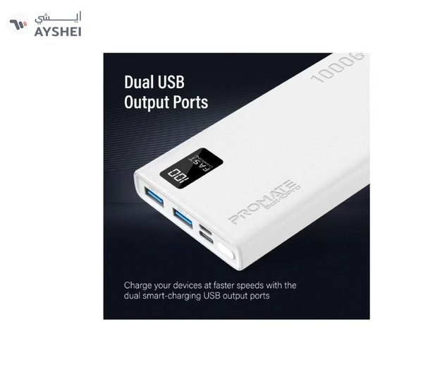 PROMATE 10000 mAh Universal Ultra-Slim iPhone 16 Power Bank, Portable Charger, 10W USB-C 