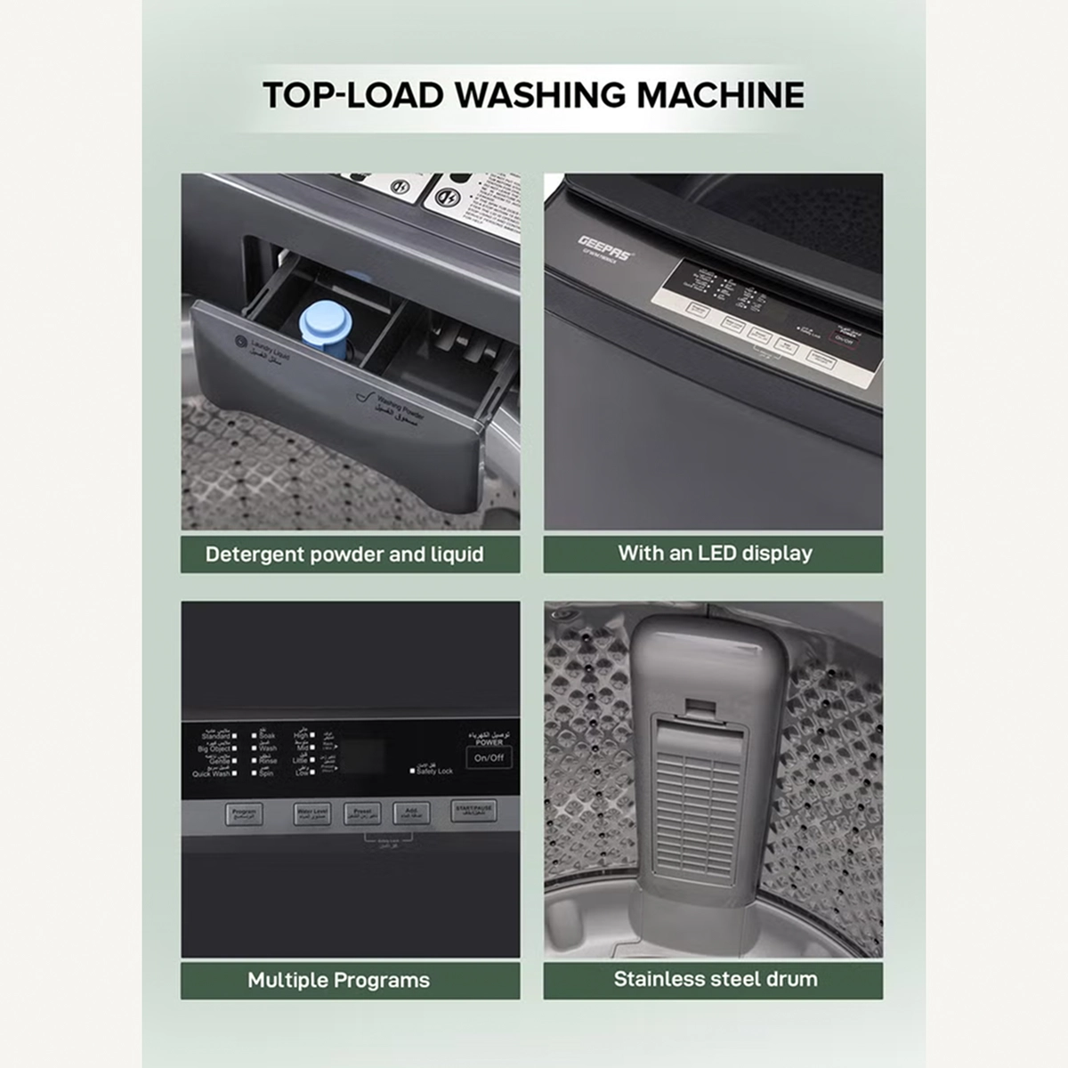 GEEPAS 7 KG Fully Automatic Washing Machine| Top Load Equipped with Child Lock, Air Dry Function, Digital Display-5-5