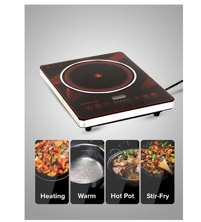 Olsenmark Digital Control Electric Infrared Cooker, Single Cooking Hob, Burner With Adjustable Temperature, Energy Saving/ Touch Control, 20 Settings, Stainless Steel Body and Tempered Glass Panel, 2 Years Warranty 2200 W OMIC2092M Black/Red-4