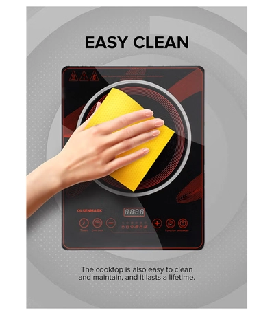 Olsenmark Digital Control Electric Infrared Cooker, Single Cooking Hob, Burner With Adjustable Temperature, Energy Saving/ Touch Control, 20 Settings, Stainless Steel Body and Tempered Glass Panel, 2 Years Warranty 2200 W OMIC2092M Black/Red-5
