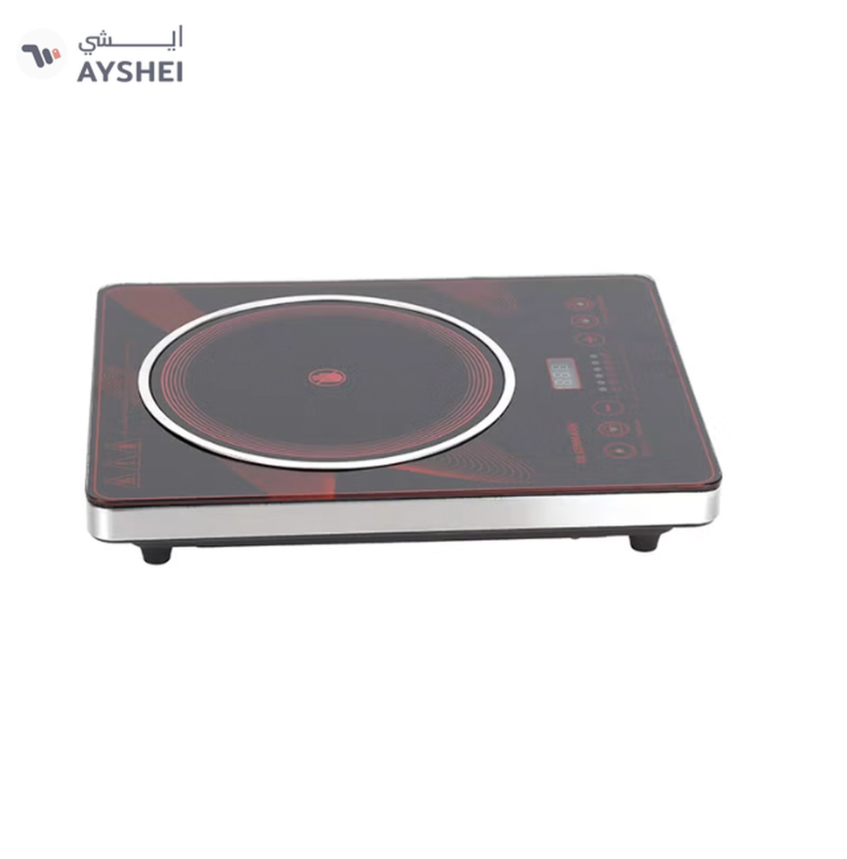 Olsenmark Digital Control Electric Infrared Cooker, Single Cooking Hob, Burner With Adjustable Temperature, Energy Saving/ Touch Control, 20 Settings, Stainless Steel Body and Tempered Glass Panel, 2 Years Warranty 2200 W OMIC2092M Black/Red-1-1
