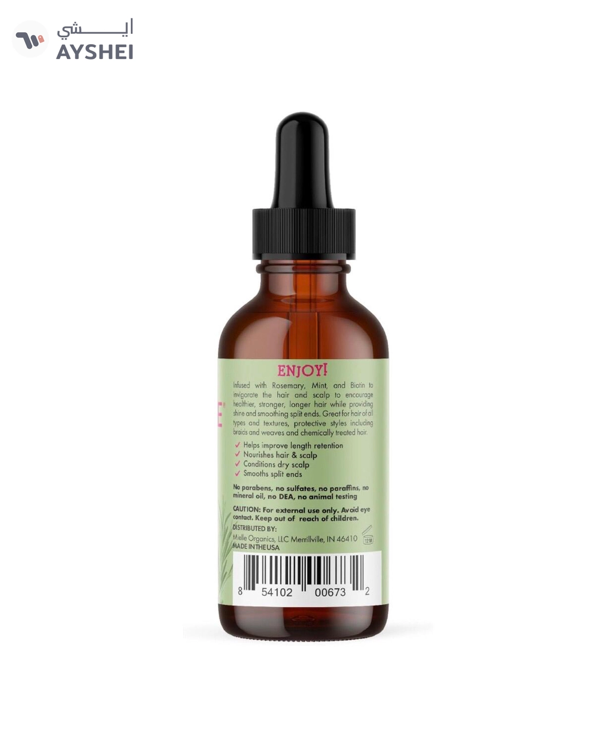 Mielle Organics MIELLE - ROSEMARY MINT, SCALP & HAIR OIL, INFUSED W/BIOTIN & ENCOURGES GROWTH, FOR DAILY USE, SCALP TREATMENT, SPLIT END CARE & SCALP & STRENGTHENING OIL-1-1