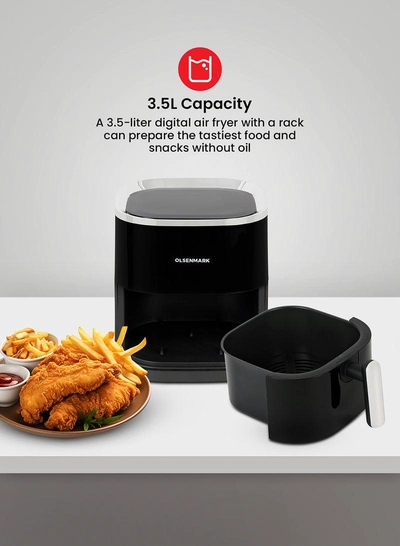 Olsenmark 3.5L Digital Air Fryer – Oil-Free Healthy Cooking with Non-Stick Pot & Tray-2