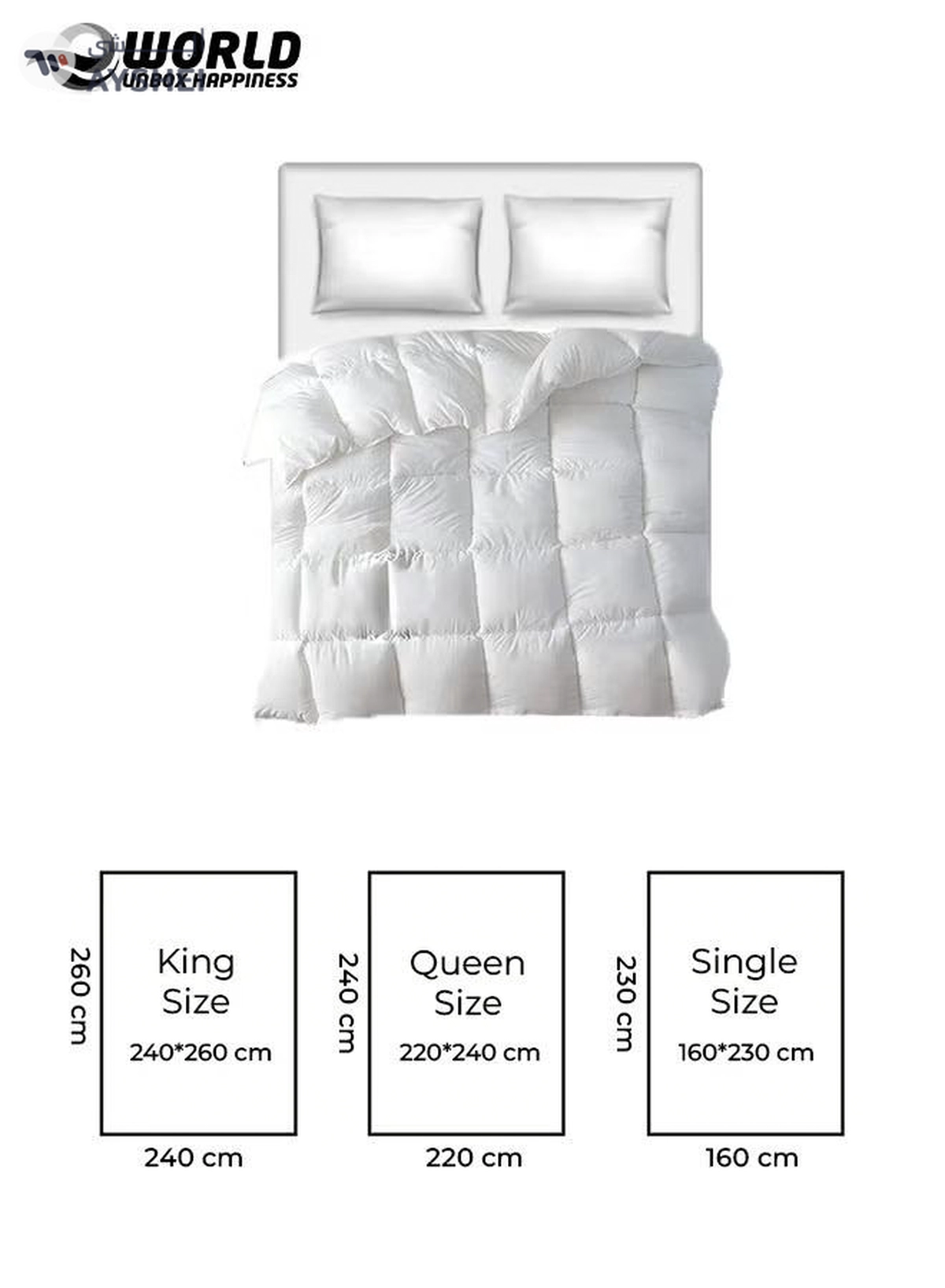 Eworld Cottage Style Microfiber Comforter Quilt, Ultra-Soft White Duvet for a Cozy Night's Sleep-2-2