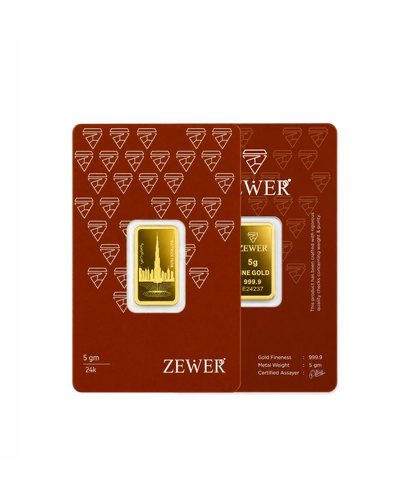Zewer 5g 999.9 Purity Flower Gold Bar-2