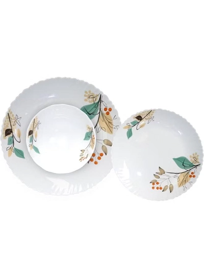 Delcasa DC3304 Tropical Tranquility Opalware Dinner Set 12-Pieces, White-2