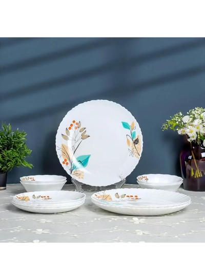Delcasa DC3304 Tropical Tranquility Opalware Dinner Set 12-Pieces, White-7