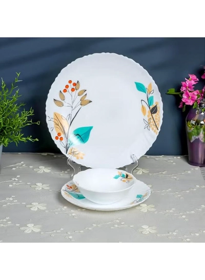 Delcasa DC3304 Tropical Tranquility Opalware Dinner Set 12-Pieces, White-4