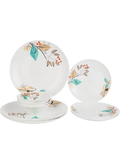 Delcasa DC3304 Tropical Tranquility Opalware Dinner Set 12-Pieces, White-0
