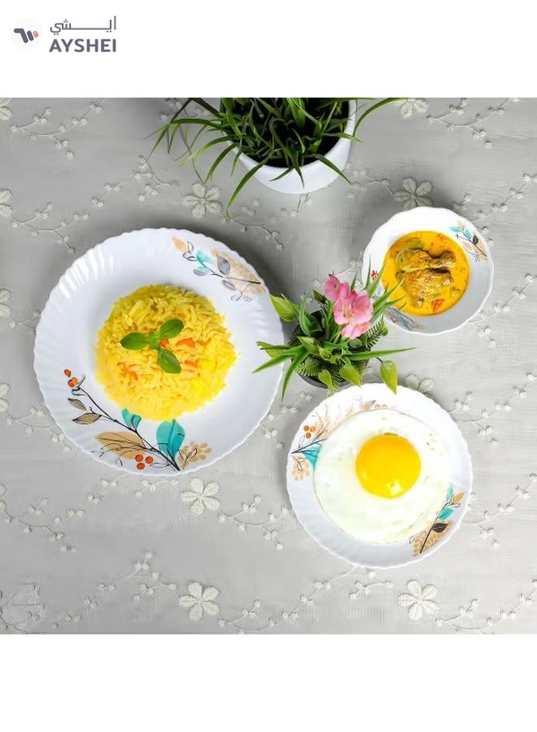 Delcasa DC3304 Tropical Tranquility Opalware Dinner Set 12-Pieces, White
